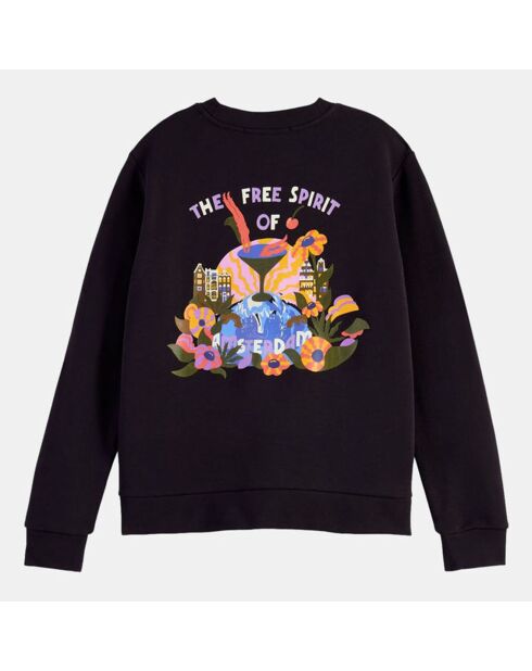 Sweat en Coton Bio mélangé Crewneck noir