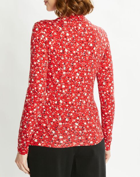 Top col montant imprimé floral rouge