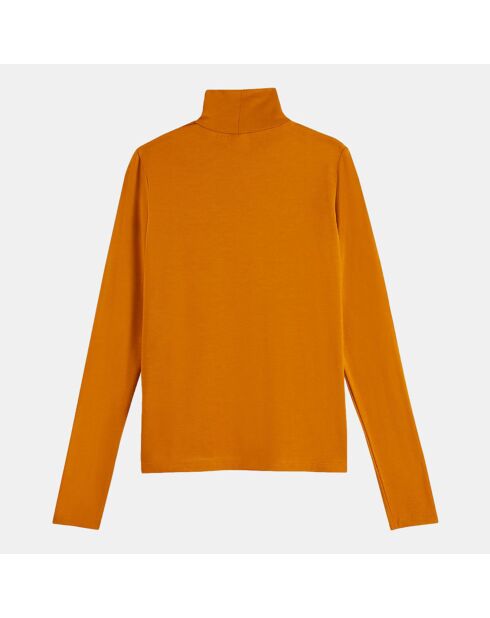 Top col roulé uni orange