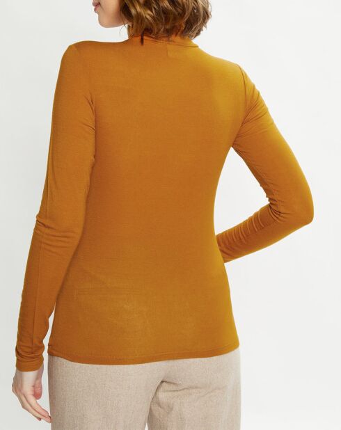 Top col roulé uni orange