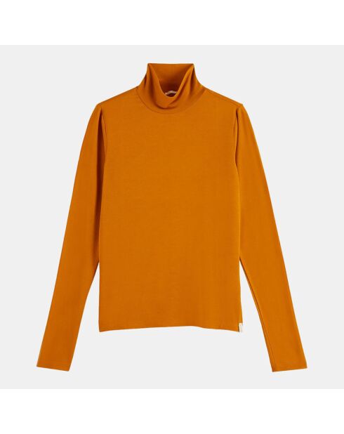 Top col roulé uni orange