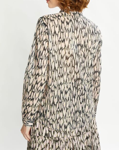 Chemise Regular Fit imprimée rose/écru/noir