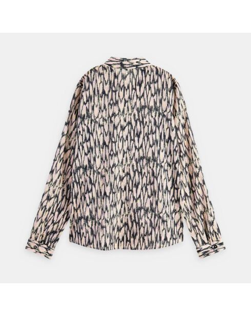 Chemise Regular Fit imprimée rose/écru/noir