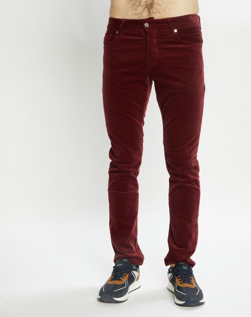 Pantalon Slim Fit en Coton Bio mélangé Velours Milleraies Ralston Corduroy bordeaux