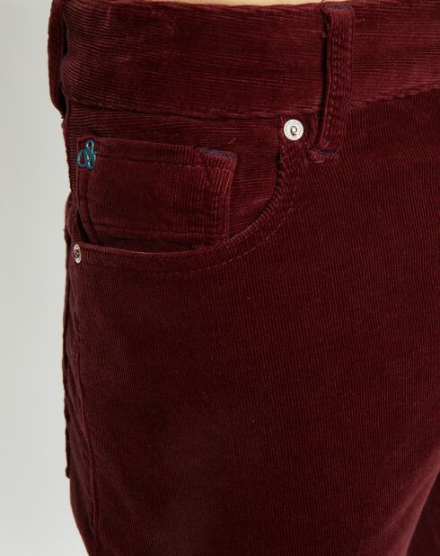 Pantalon Slim Fit en Coton Bio mélangé Velours Milleraies Ralston Corduroy bordeaux