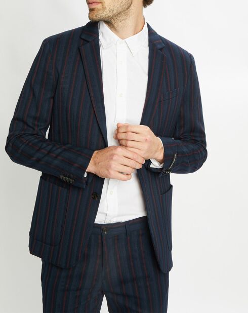 Veste 2 boutons rayée bleu/rouge