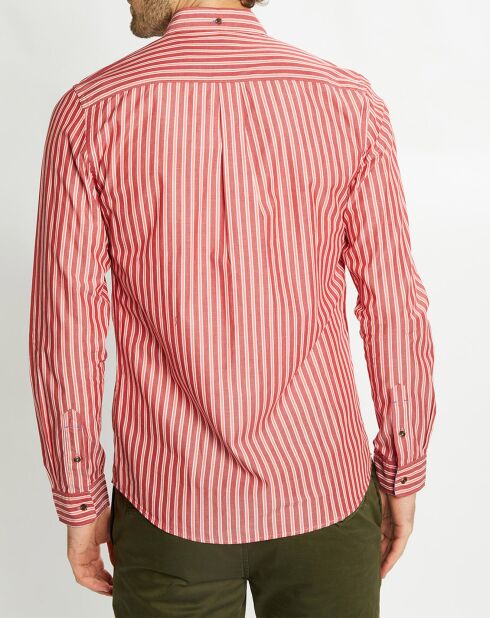 Chemise Slim Fit 100% Coton Bio en Popeline rayée bordeaux