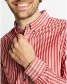 Chemise Slim Fit 100% Coton Bio en Popeline rayée bordeaux