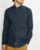 Chemise Slim Fit en Popeline imprimée bleu marine