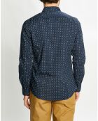 Chemise Slim Fit en Popeline imprimée bleu marine