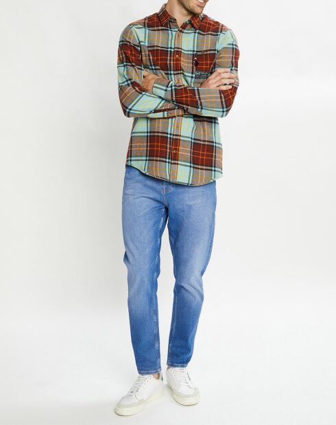 Chemise Regular Fit en Flanelle à gros carreaux marron/bleu