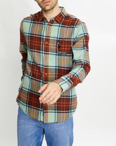 Chemise Regular Fit en Flanelle à gros carreaux marron/bleu