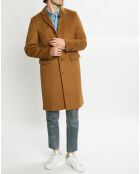 Manteau droit en Laine mélangée 4 boutons camel