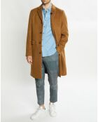 Manteau droit en Laine mélangée 4 boutons camel