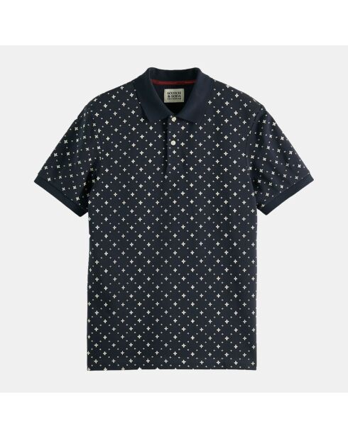 Polo Regular Fit 100% Coton Bio imprimé bleu marine