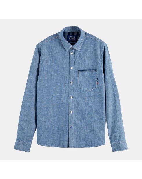 Chemise Regular Fit en Chambray bleu clair