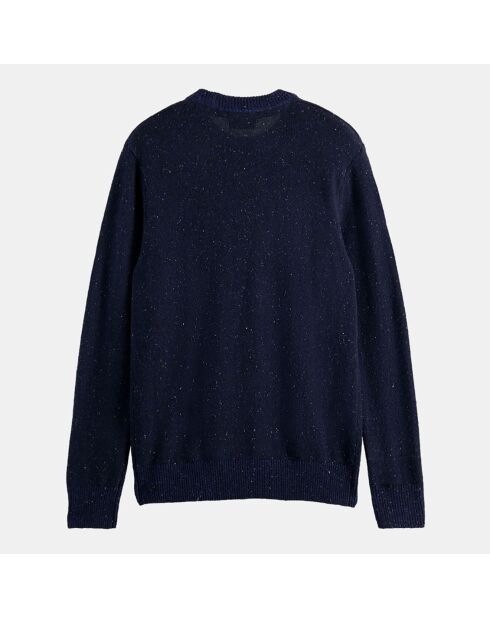 Pull en Laine mélangée col rond chiné bleu marine