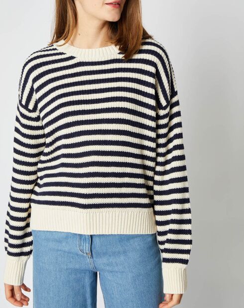 Pull marinière Jeanne en Laine mélangée écru/marine