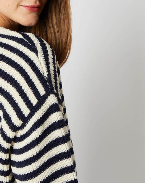 Pull marinière Jeanne en Laine mélangée écru/marine