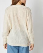 Pull en Maille mélangée Leena Col V écru