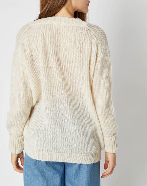 Pull en Maille mélangée Leena Col V écru