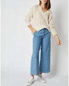Pull en Maille mélangée Leena Col V écru
