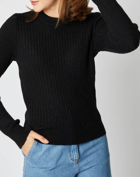 Maglione Emma nero in misto maglia