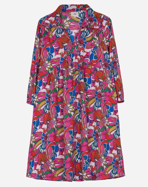 Marina kurzes Kleid mit rosa/mehrfarbigen Mustern