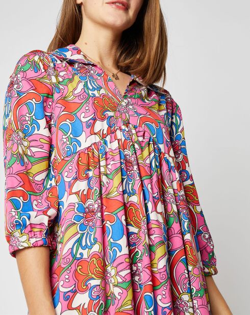 Marina kurzes Kleid mit rosa/mehrfarbigen Mustern