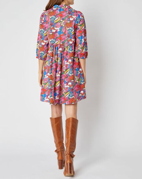 Marina kurzes Kleid mit rosa/mehrfarbigen Mustern