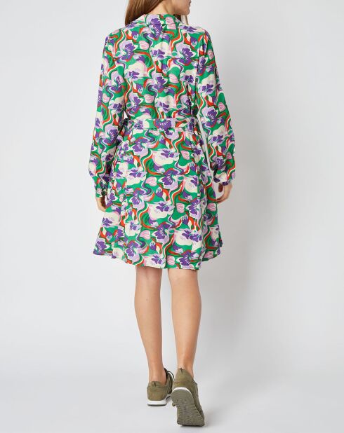 Robe chemise courte Thelma à motifs vert/multicolore