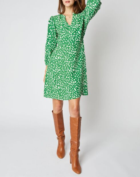 Robe courte Charlotte à motifs vert