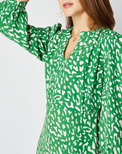Robe courte Charlotte à motifs vert