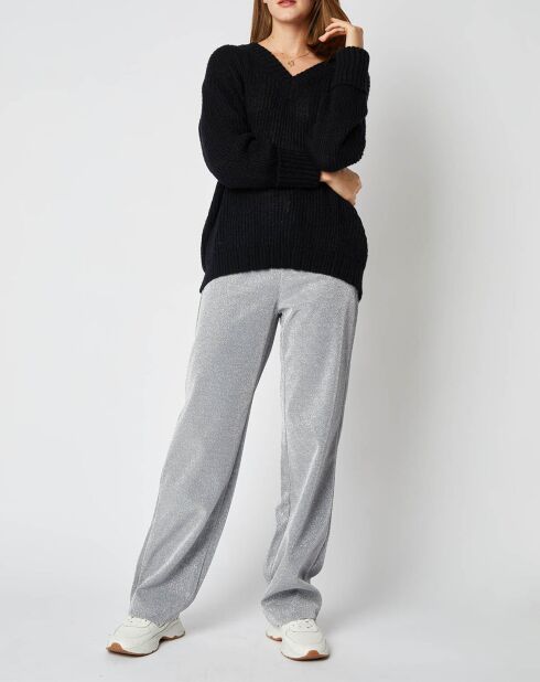 Pantalon Emmie effet pailleté argenté