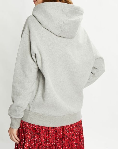 Sweat ample à capuche 100% Coton Bio imprimé gris