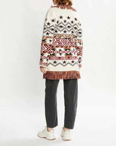 Gilet à franges en Laine mélangée Jacquard multicolore