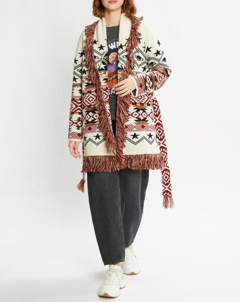Gilet à franges en Laine mélangée Jacquard multicolore