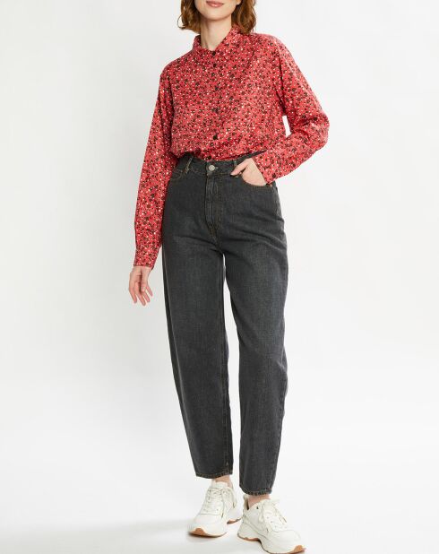 Chemise Oversize en Coton Bio mélangé imprimée rouge