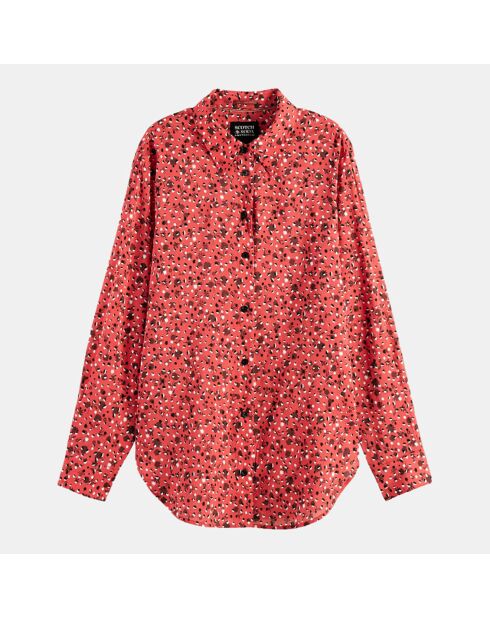 Chemise Oversize en Coton Bio mélangé imprimée rouge