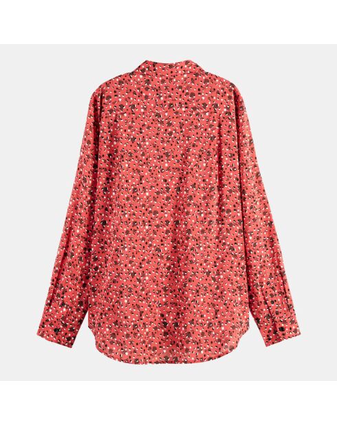 Chemise Oversize en Coton Bio mélangé imprimée rouge