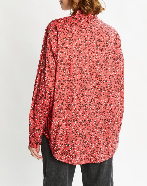 Chemise Oversize en Coton Bio mélangé imprimée rouge
