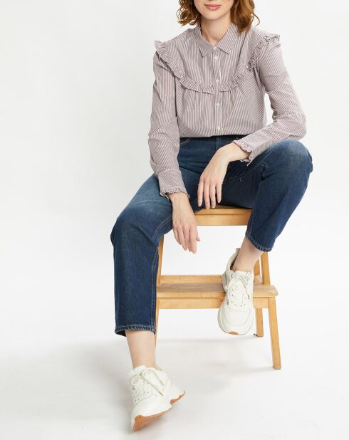 Chemise Evasée 100% Coton Bio rayée blanc/rose