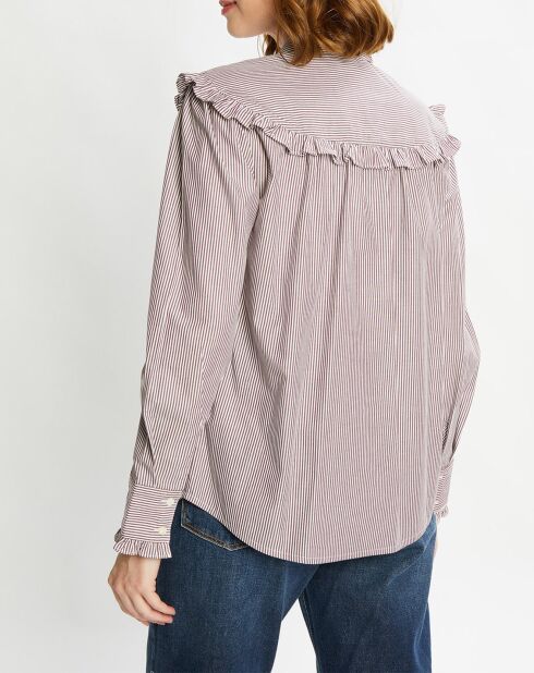 Chemise Evasée 100% Coton Bio rayée blanc/rose