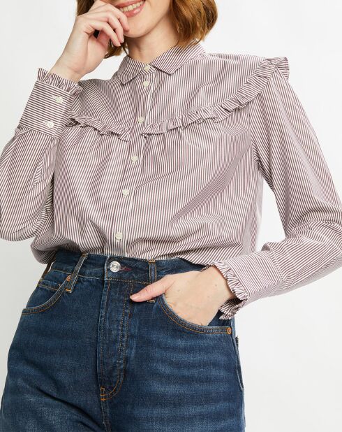 Chemise Evasée 100% Coton Bio rayée blanc/rose