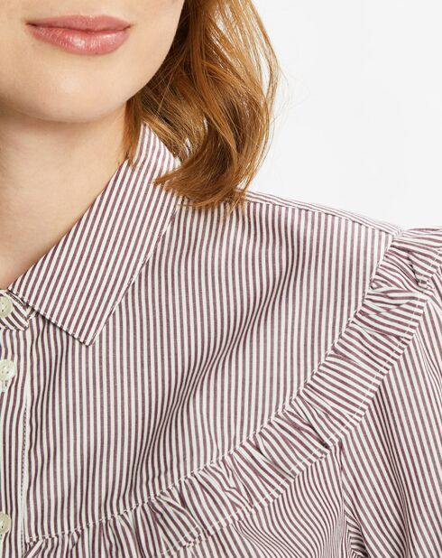 Chemise Evasée 100% Coton Bio rayée blanc/rose
