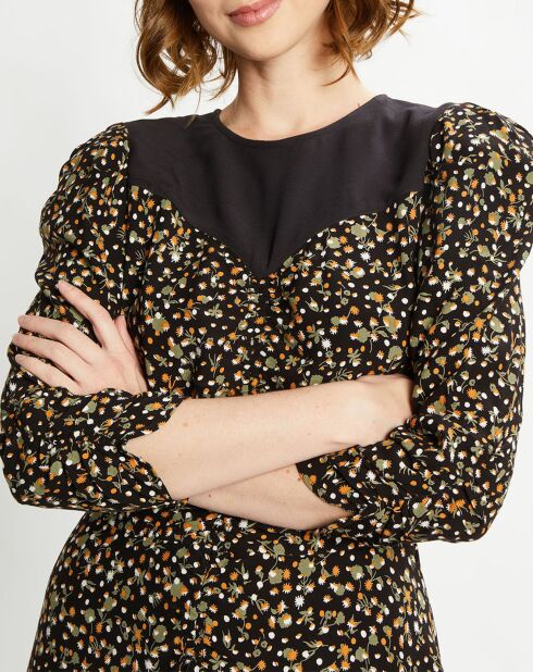 Robe longue à imprimé floral multicolore