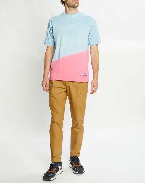T-Shirt Ample 100% Coton Bio Tie & Dye bleu/rose