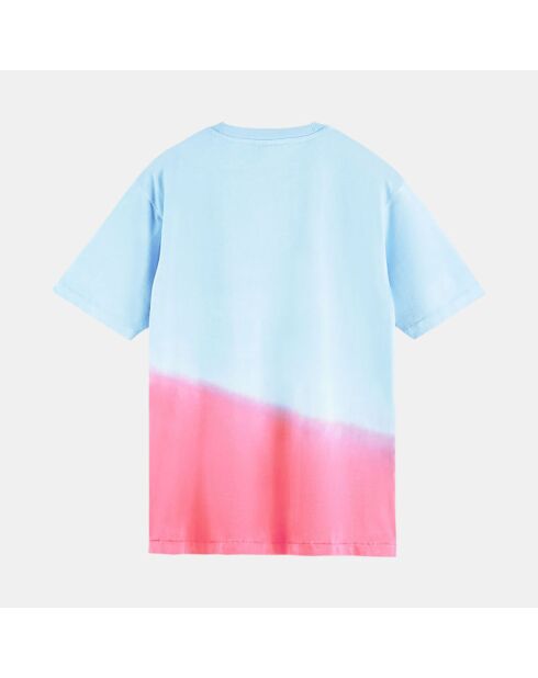 T-Shirt Ample 100% Coton Bio Tie & Dye bleu/rose