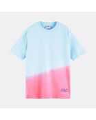 T-Shirt Ample 100% Coton Bio Tie & Dye bleu/rose