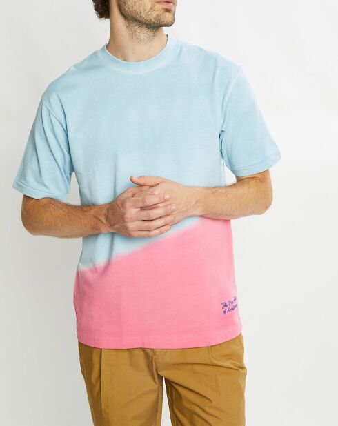 T-Shirt Ample 100% Coton Bio Tie & Dye bleu/rose